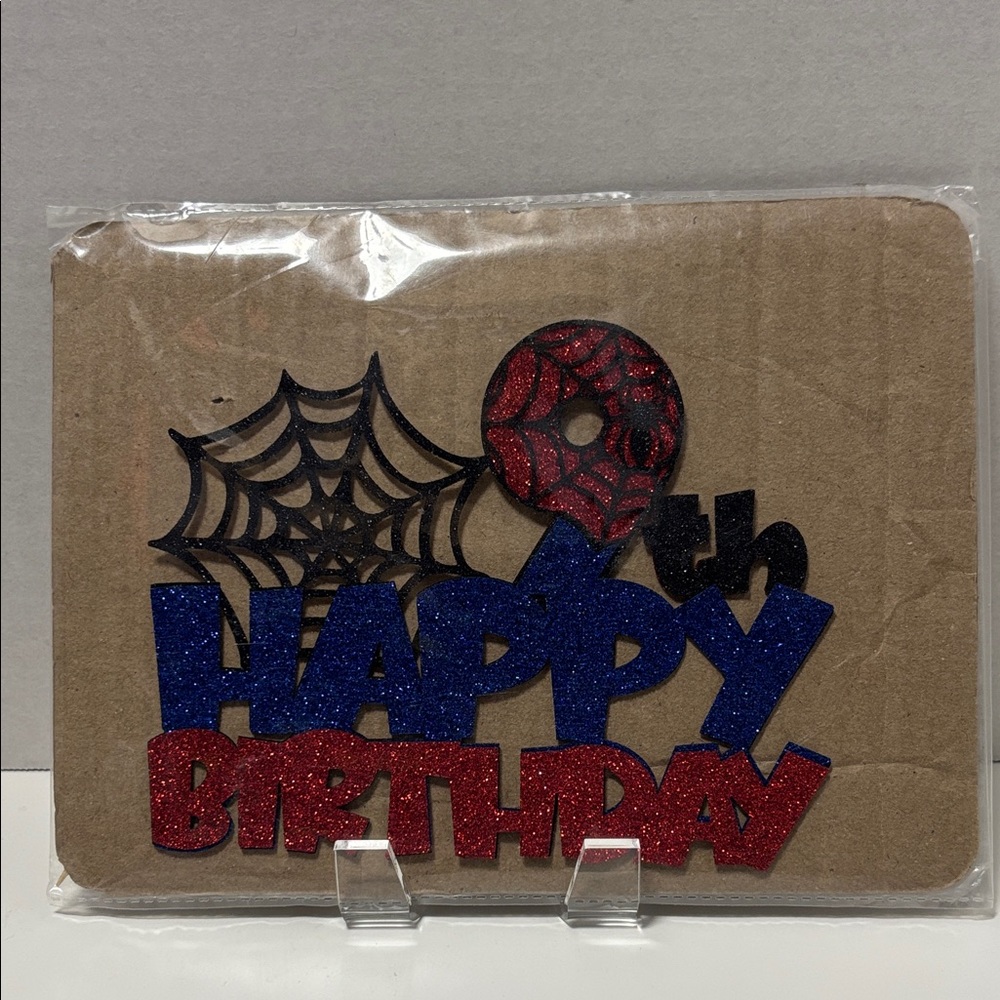 Blue & Red Spiderman 9th Happy Birthday Cake Topper - Party Decoration